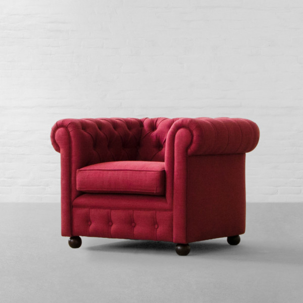 Classic Chesterfield Tufted Fabric Armchair