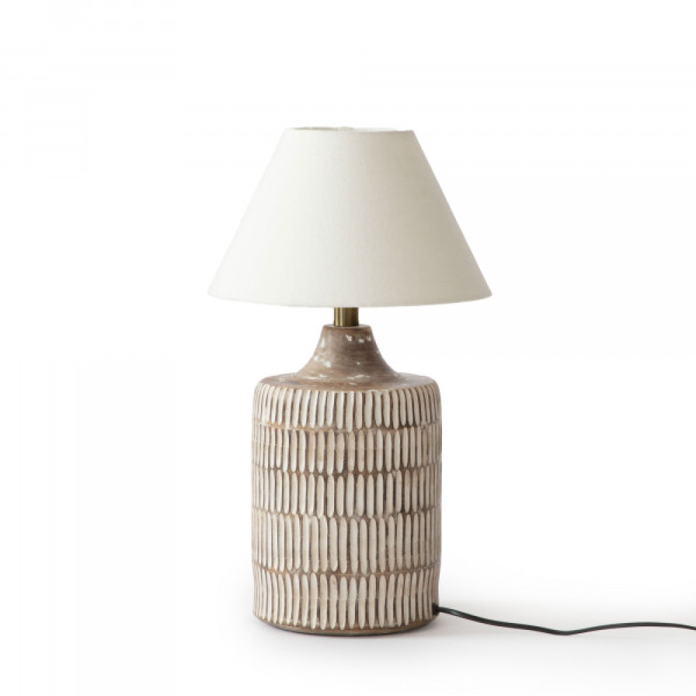 Florina Textured Table Lamp - White Wash