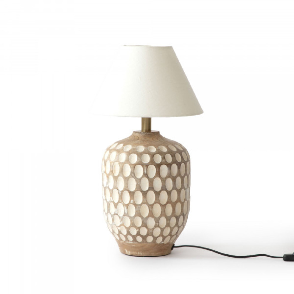 Malay Patterned Table Lamp - White Wash