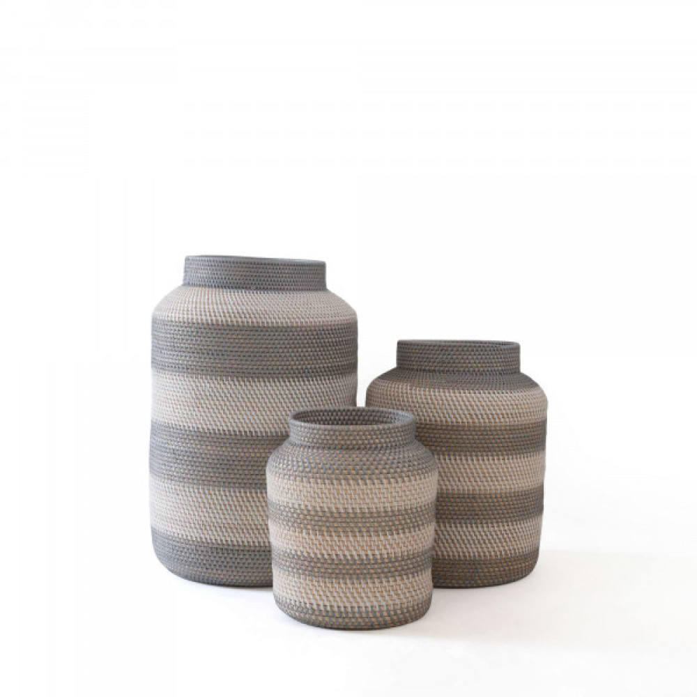 Hanoi Rattan Pots - Ivory &amp; Grey Finish