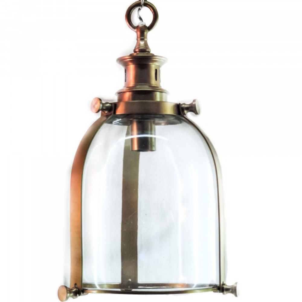 Jaipur Metal and Glass Pendant-Brass