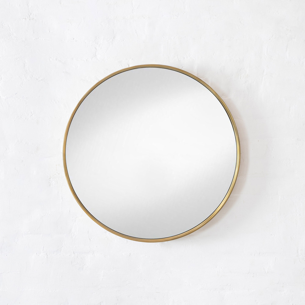 Arden Round Mirror-Antique Brass