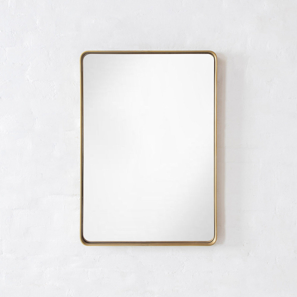 Arden Rectangle Mirror-Antique Brass