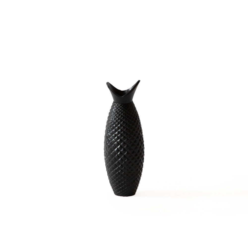 Mottled Metal Vase-Ebony