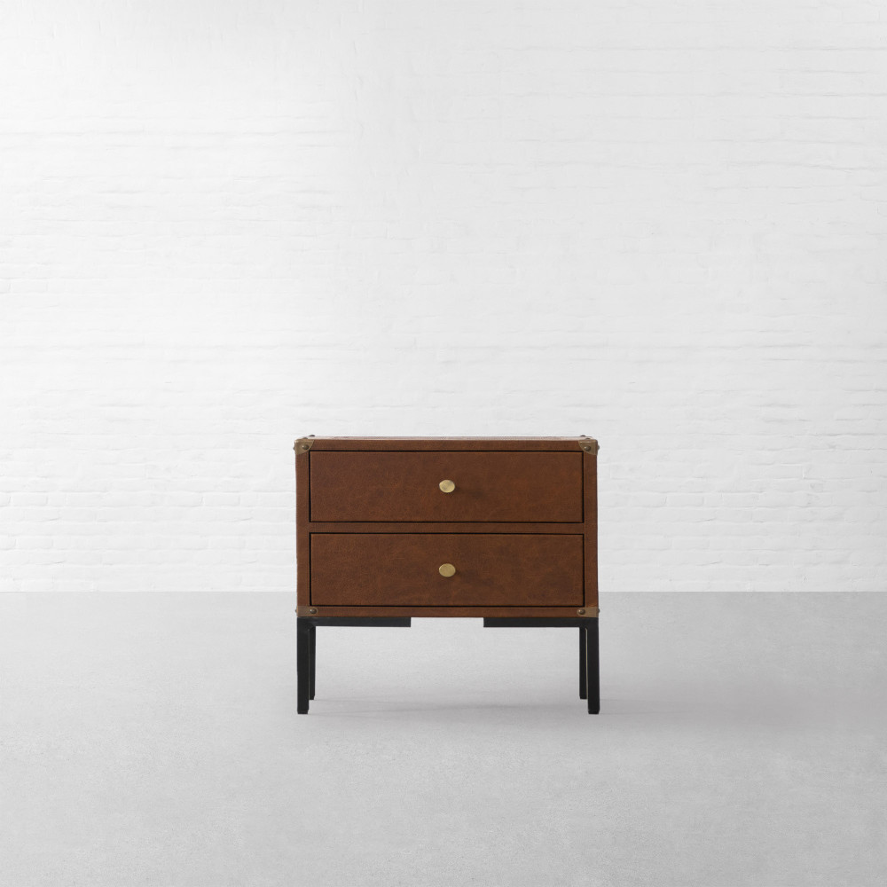 Edward Leather Clad Storage Side Table