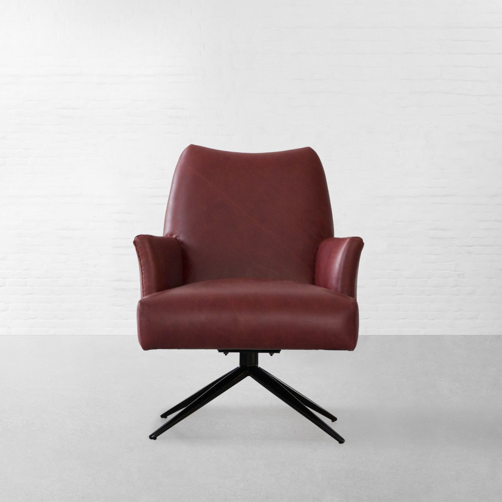 Milan Leather Revolving Armchair