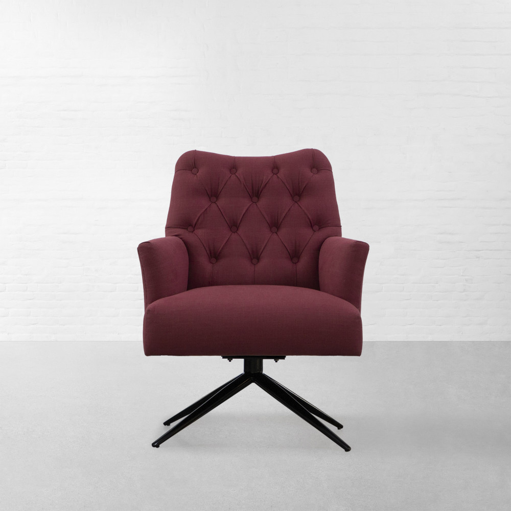 Milan Tufted Fabric Revolving Armchair