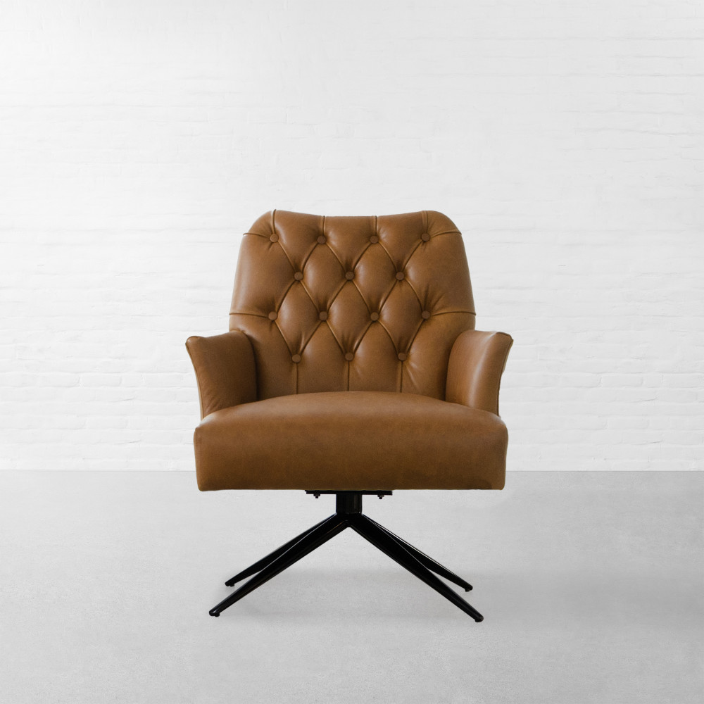 Milan Tufted Leather Revolving Armchair