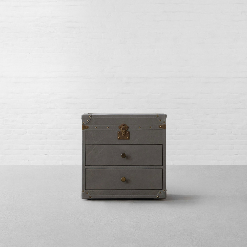 Jodhpur Leather Trunk Bedside Table