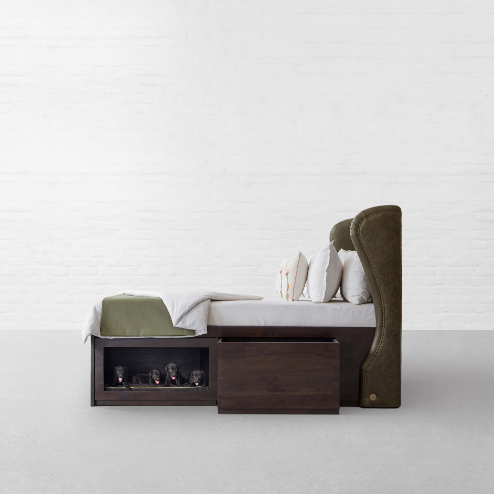 Wingback Bed with Small Pet Cove and Storage