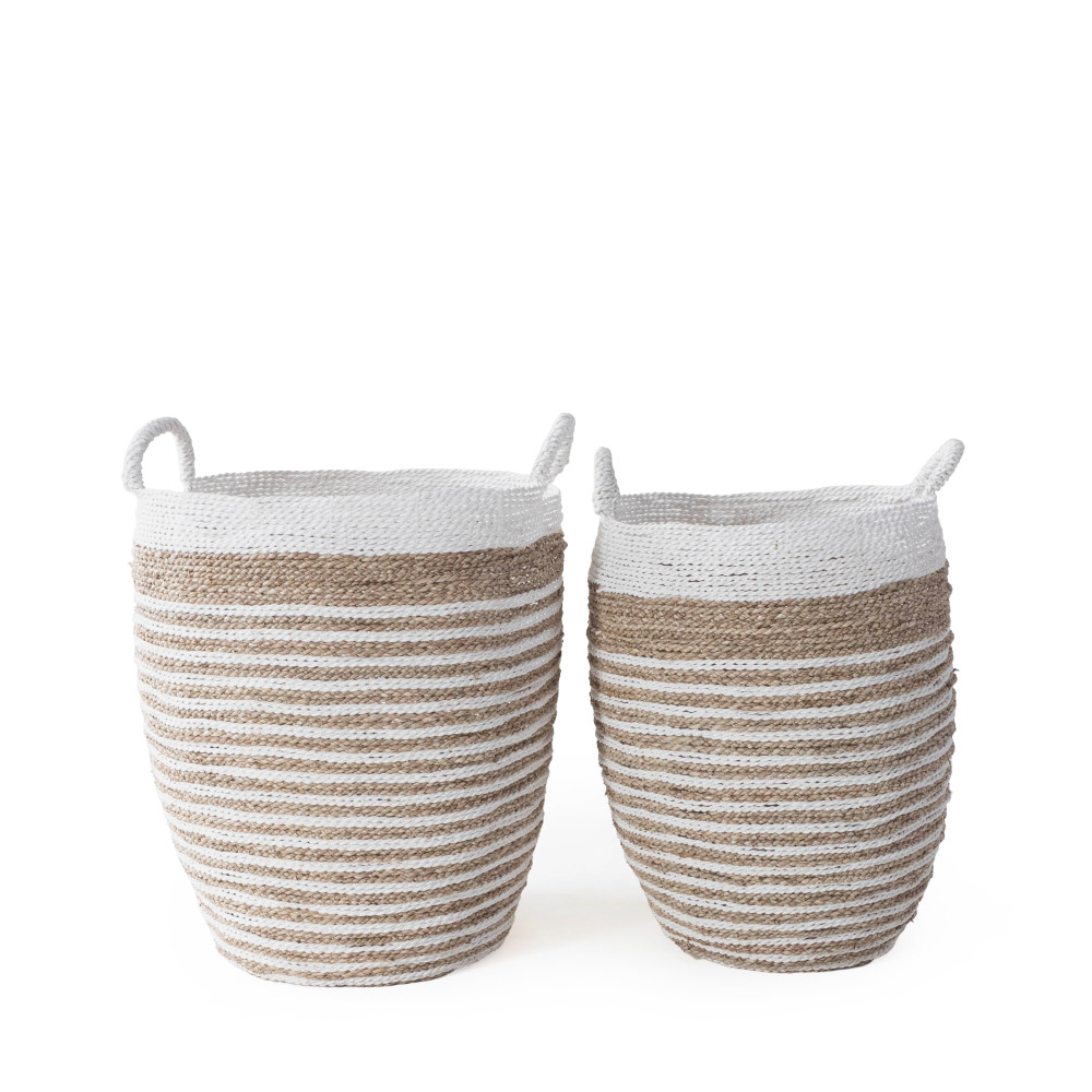 Brunei Handwoven Seagrass Basket - Ivory and Natural