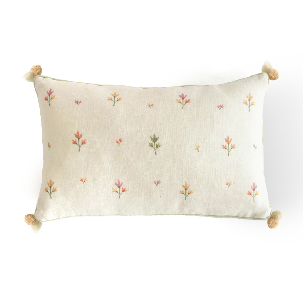 Kids Dreamy Saps in Flower Garden Cushion Cover - Ivory