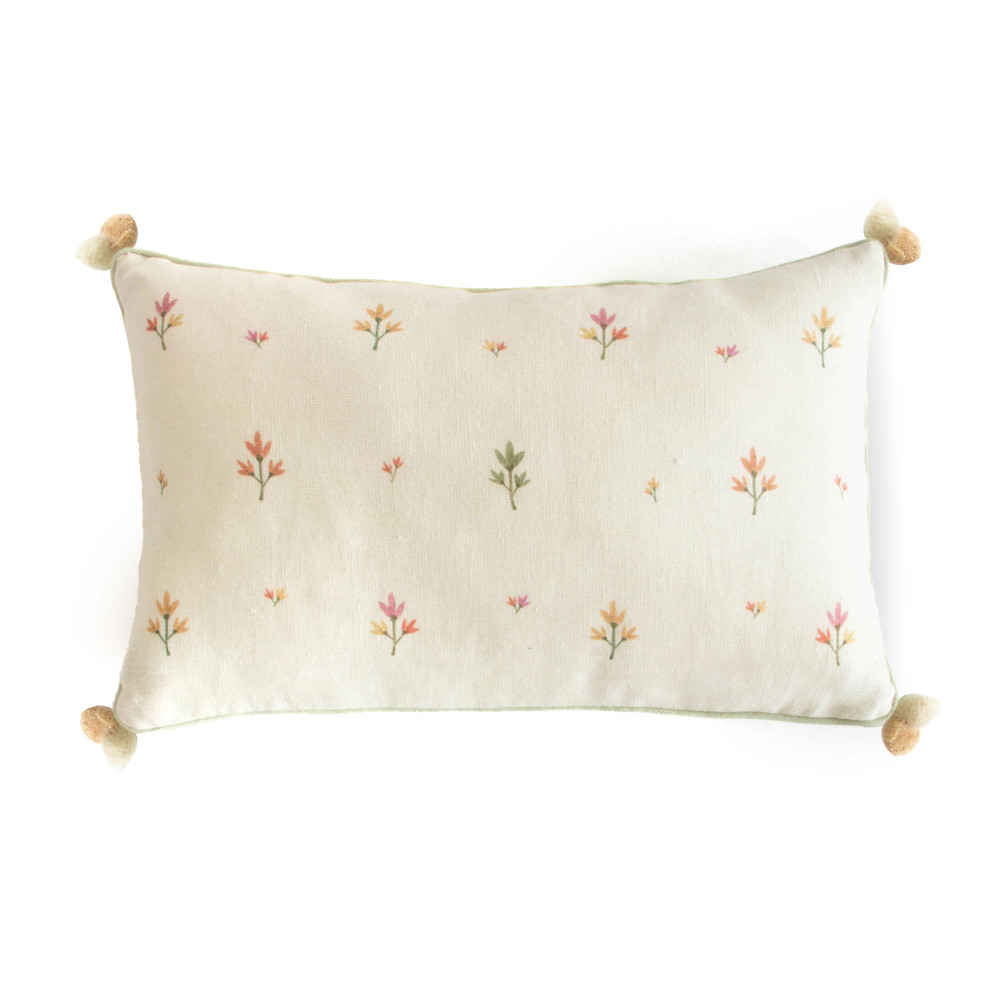 Kids Dreamy Saps in Flower Garden Cushion Cover-Ivory