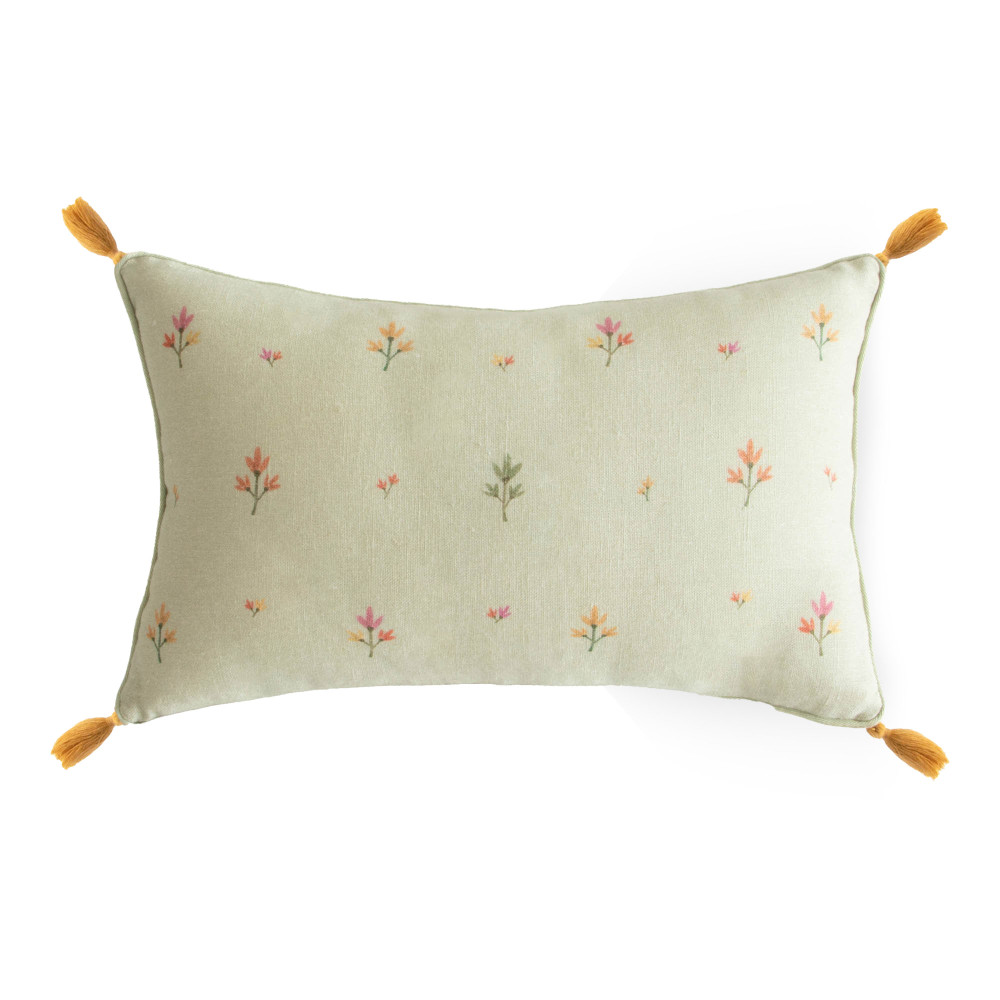 Kids Dreamy Saps in Flower Garden Cushion Cover-Sage