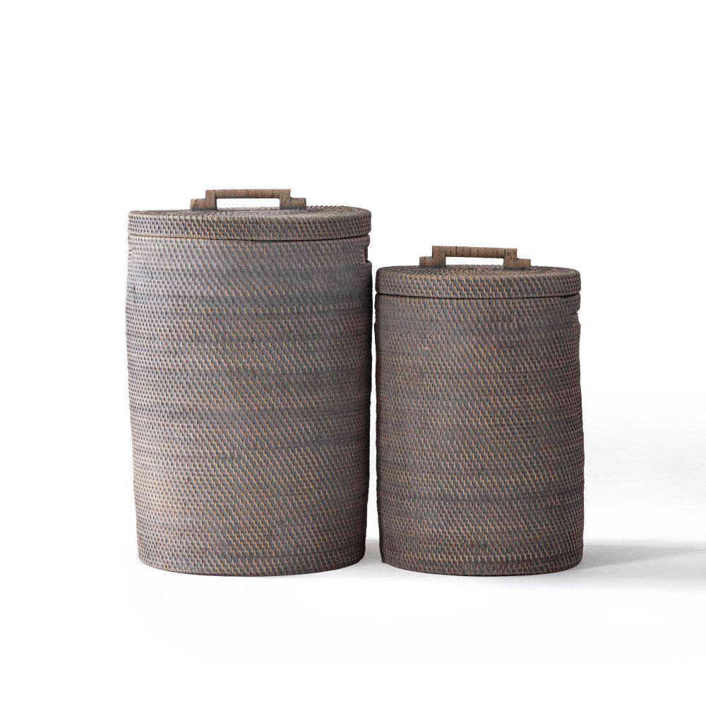 Hata Cylindrical Storage Basket - Grey Finish