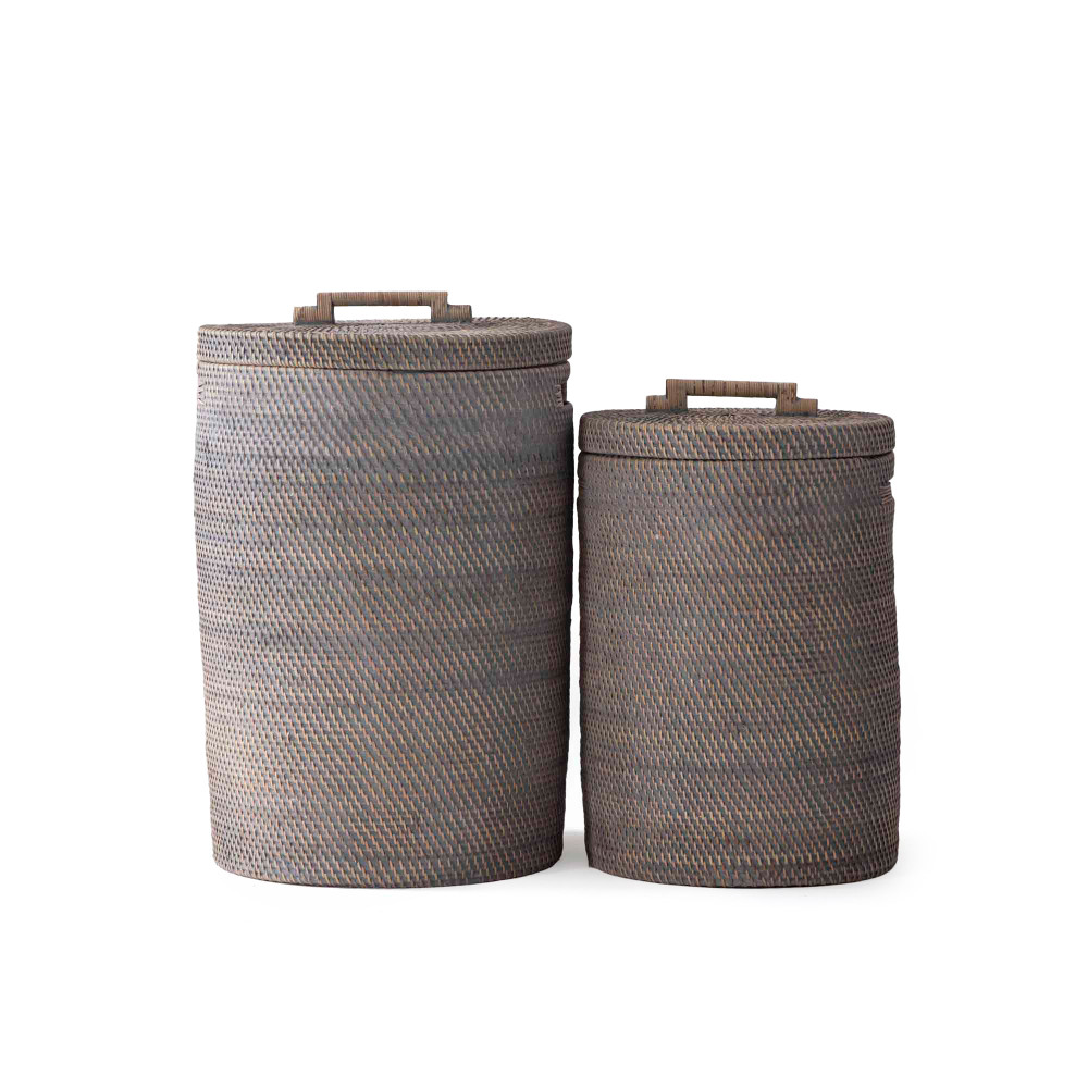 Hata Cylindrical Storage Basket - Grey Finish