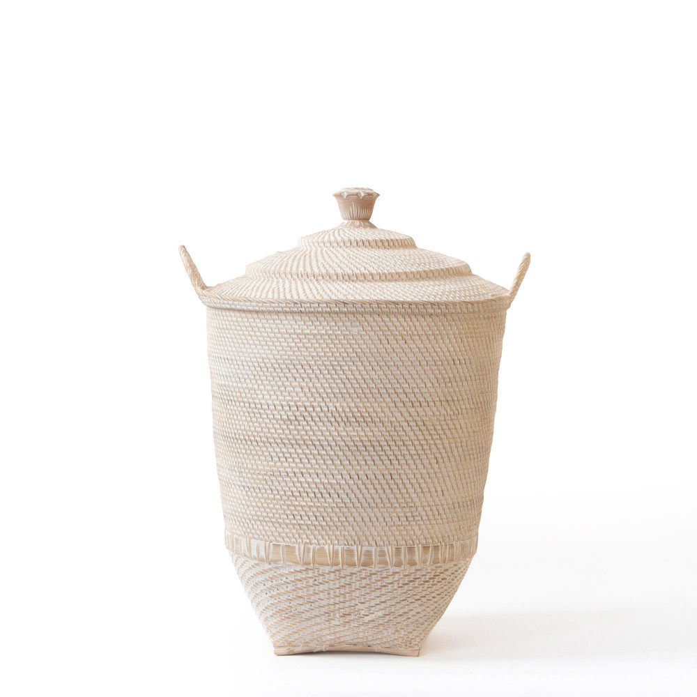 Hata Handwoven Basket With Lid and Side Swing Handles