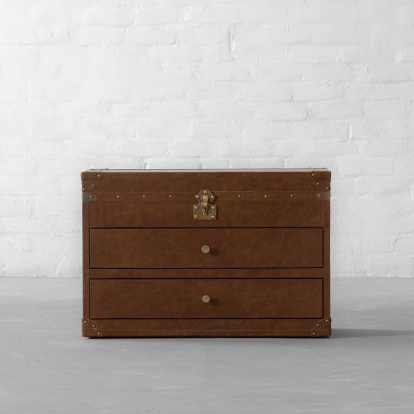 Jodhpur Leather Trunk Bedside Table