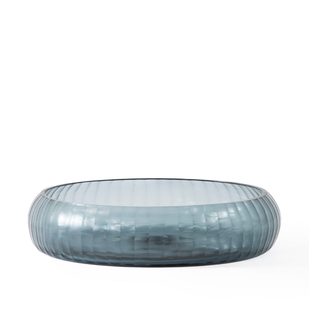 Murano Stripes Curved Glass Bowl Teal