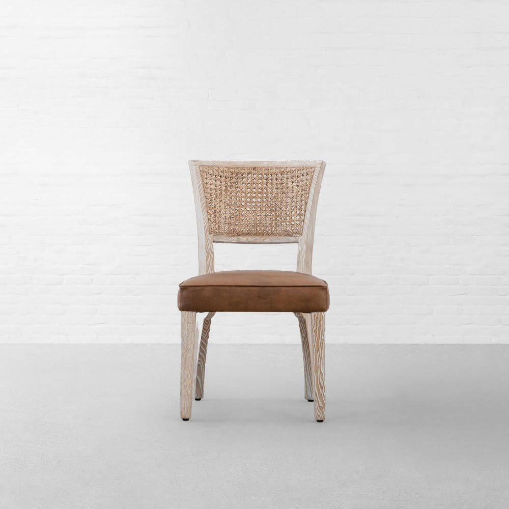 Prague Rattan Leather Dining Chair