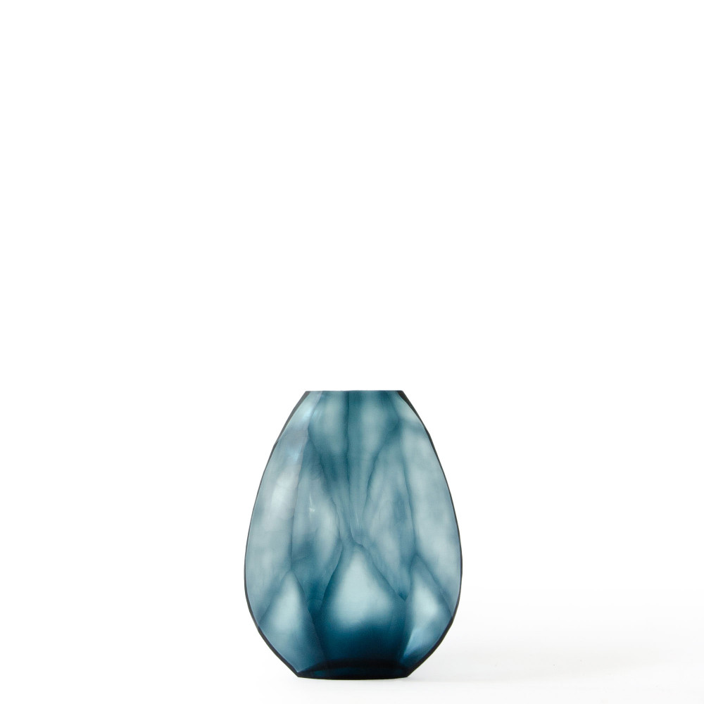Shibori Glass Vase - Teal