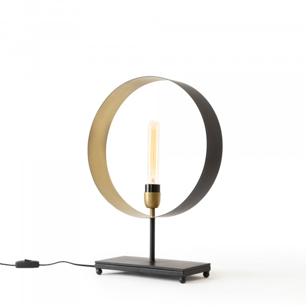 Soho Round Table Lamp- Black and Antique Brass