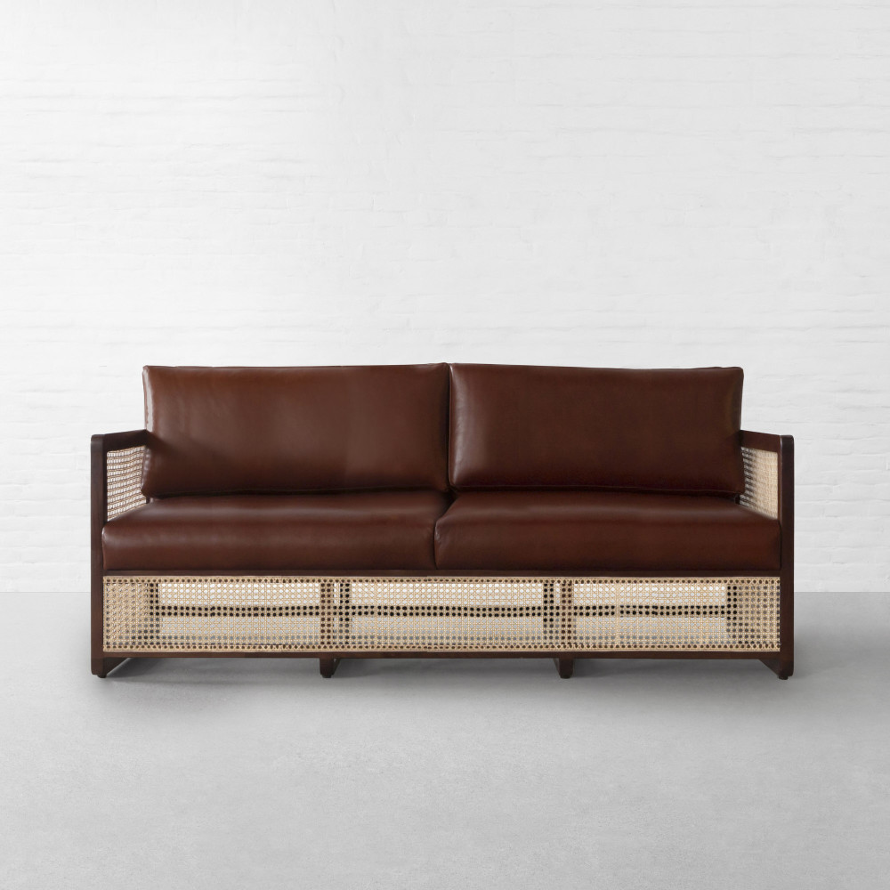 Southampton Rattan Leather Sofa