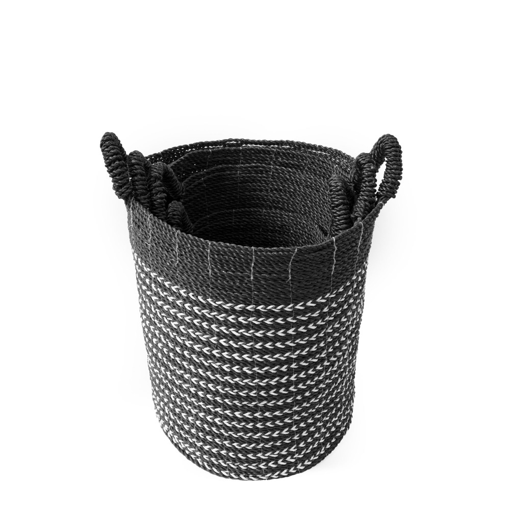 The Monkey Forest Handwoven Basket - Ebony &amp; Ivory