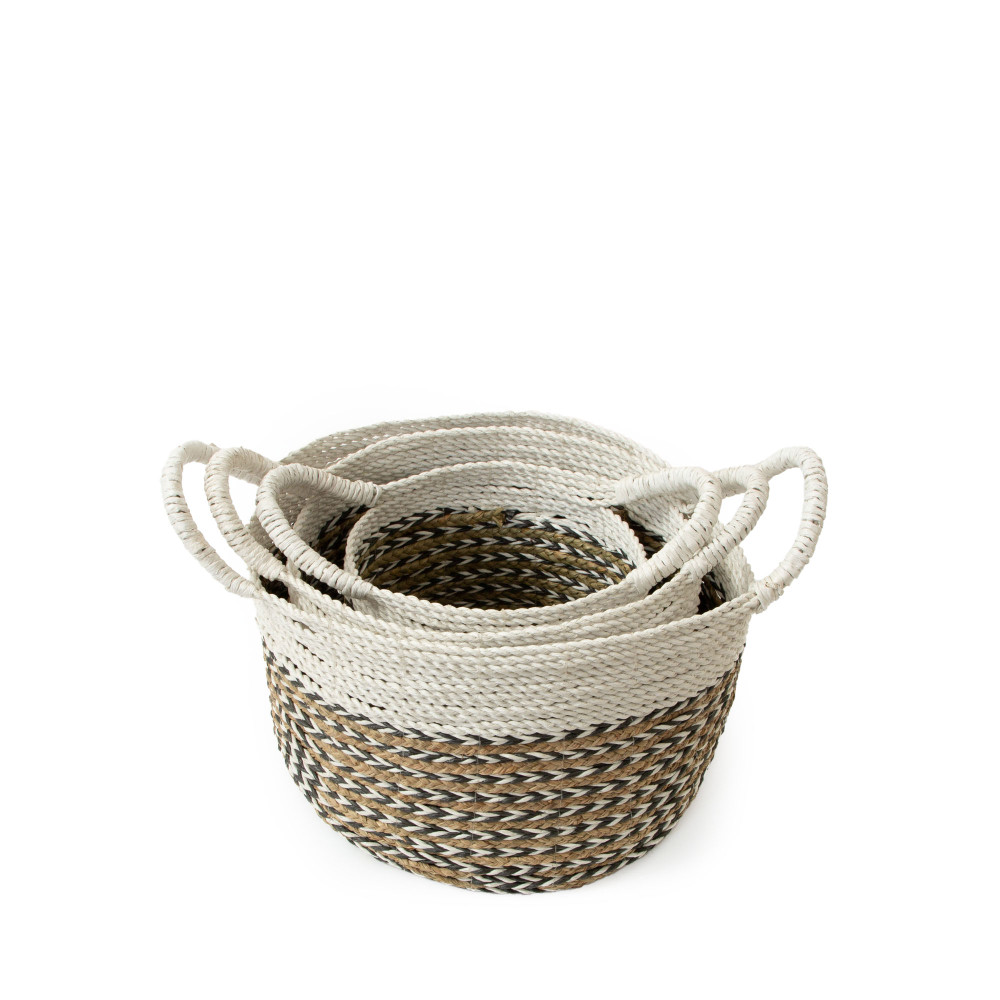 The Sayan House Handwoven Basket - Natural &amp; Charcoal