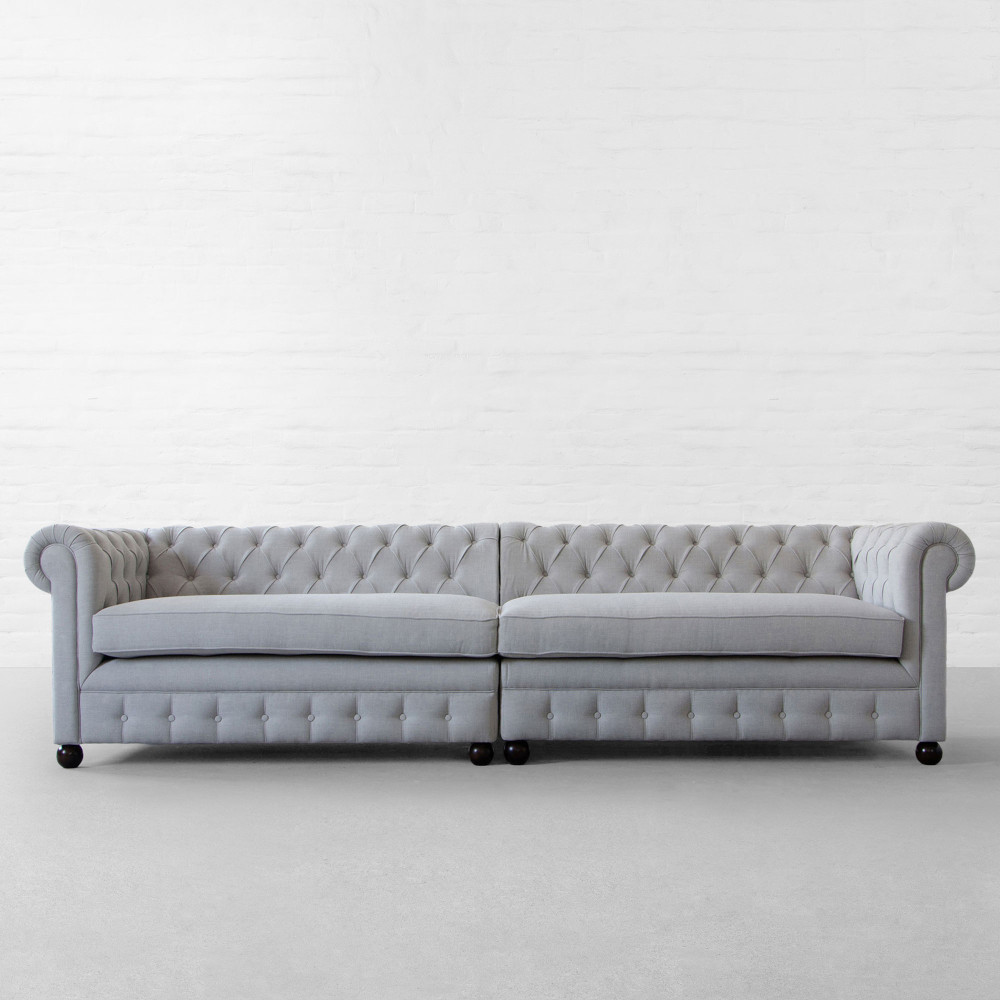 Chesterfield Tufted Fabric Extra Long Sofa