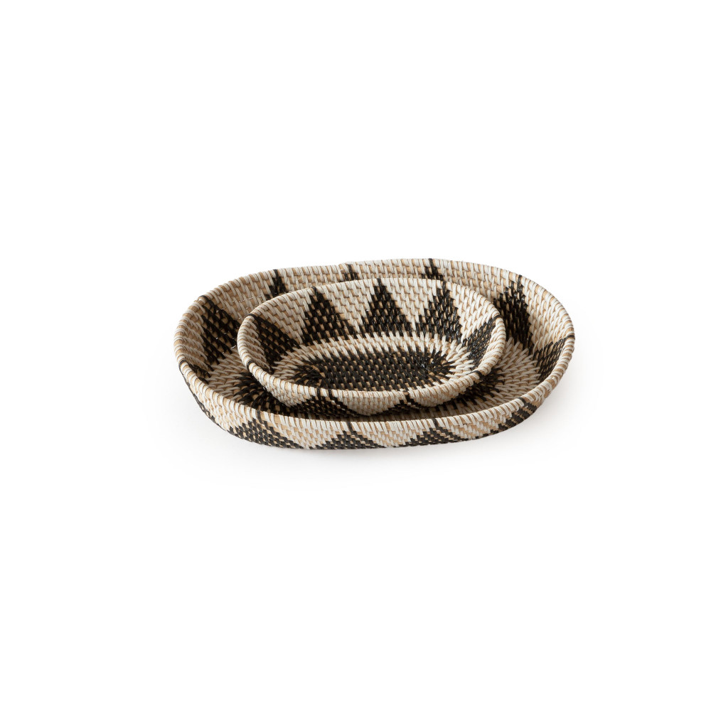 White Island Handwoven Oval Basket - Black